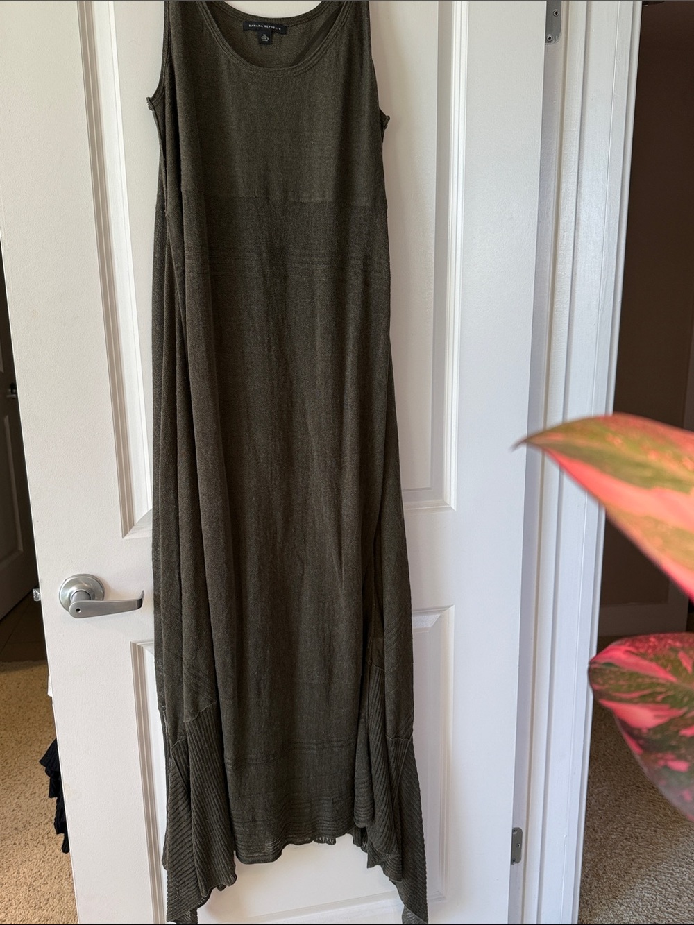 Banana Republic Olive Sleeveless Linen Maxi Dress